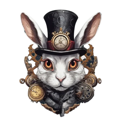 Emblème d’ABACAB, le lapin blanc au haut-de-forme